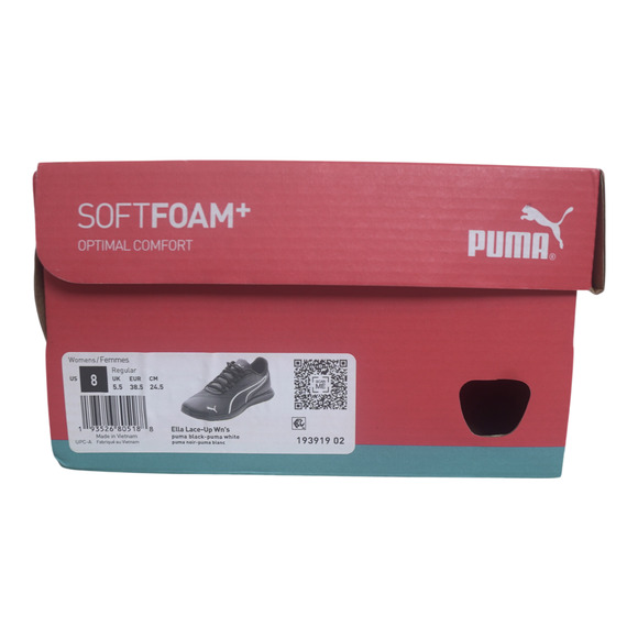 Puma Ella Lace‑Up Women’s Sneakers Sz 8 Black White SoftFoam NWOT Original Box - Picture 4 of 12